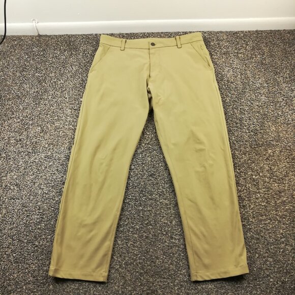 2020 Lululemon Pants Commission *Warpstreme Beige Tan 31x27 Classic Fit *Flaw - Picture 1 of 14